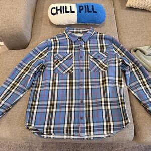 Alpine Blue and Black Plaid Button Down Shirt